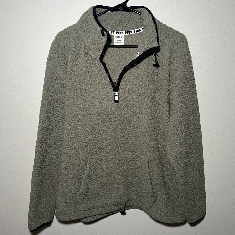 PINK Victoria's Secret Sage Green Sherpa Sweater